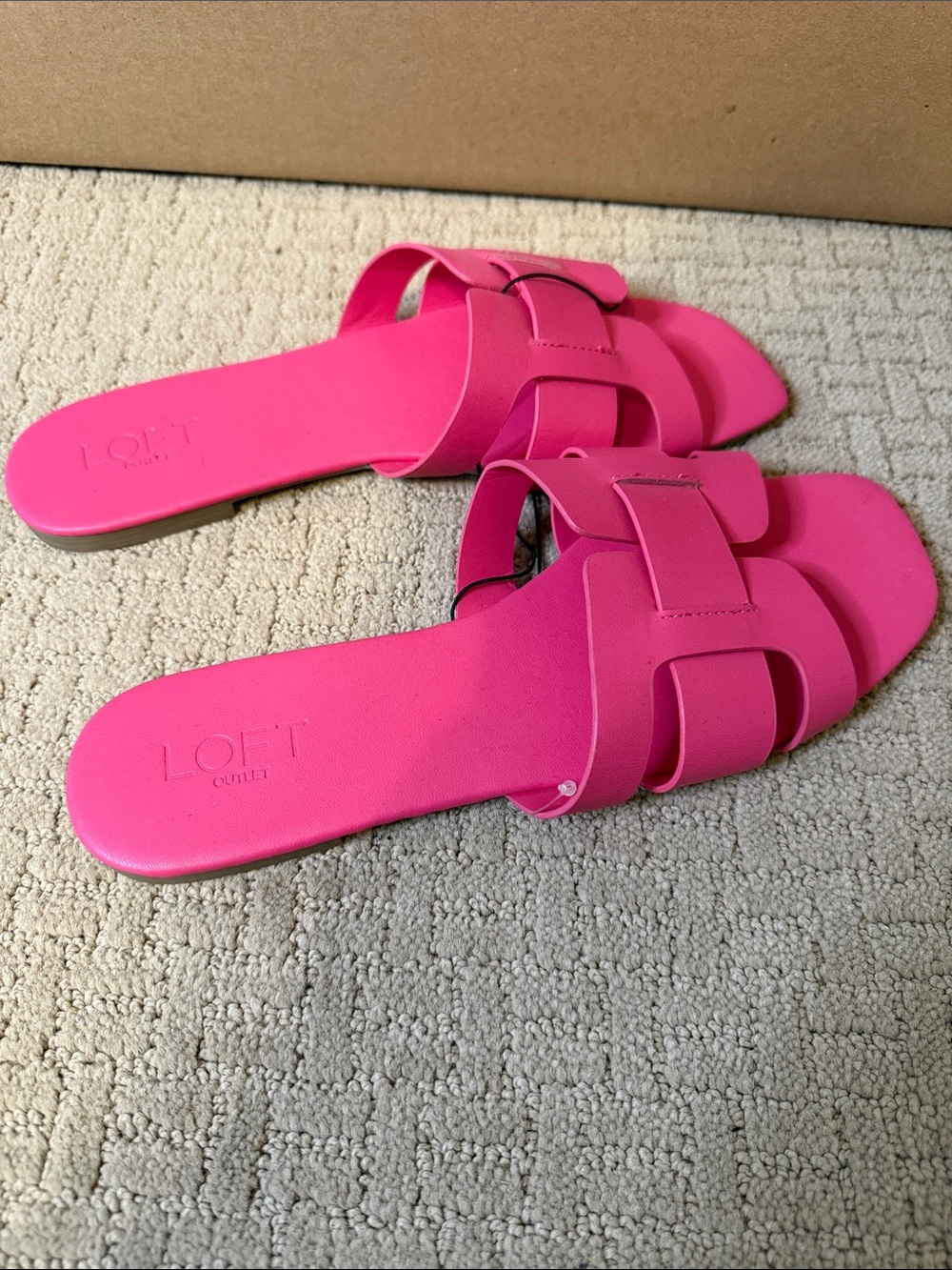 LOFT Hot Pink Slide Sandals with Woven Strap